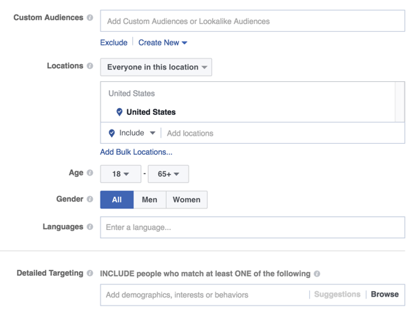 opcje kierowania reklam na Facebooku