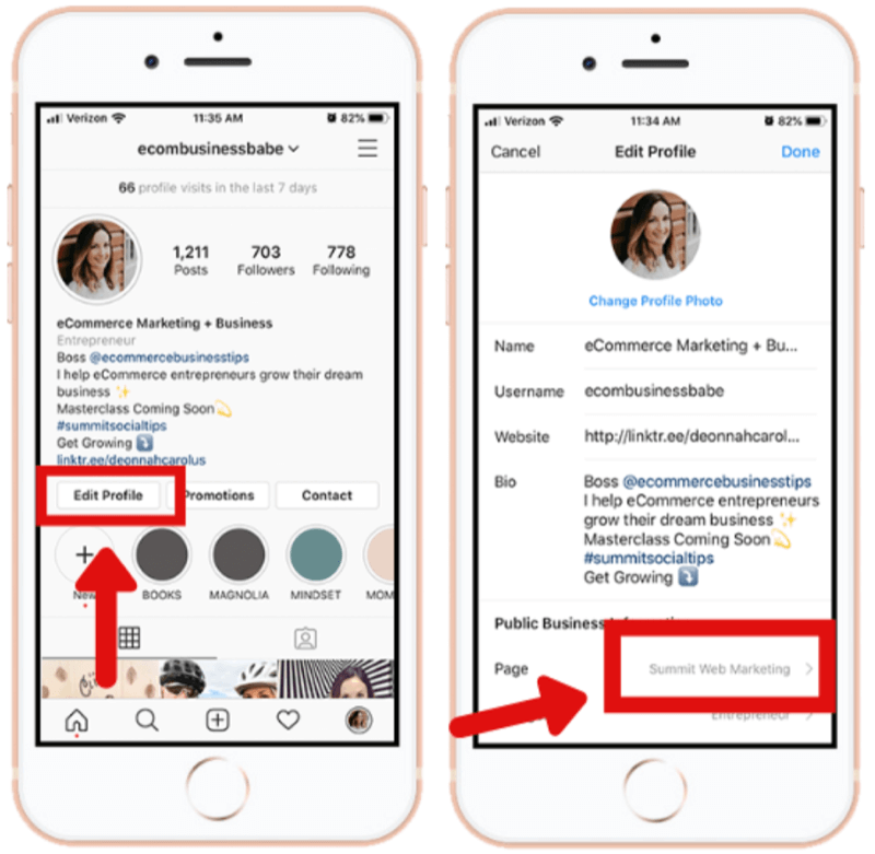 jak połączyć konto biznesowe na Instagramie ze stroną na Facebooku w aplikacji Instagram