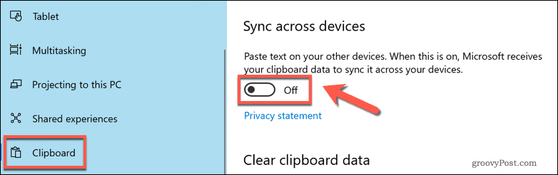 Włącz synchronizację schowka w chmurze w systemie Windows 10