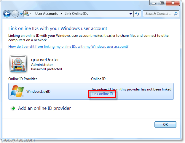 połącz Windows Live ID z kontem Windows 7