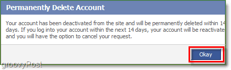 Po potwierdzeniu usunięcia konta na Facebooku musisz poczekać 14 dni