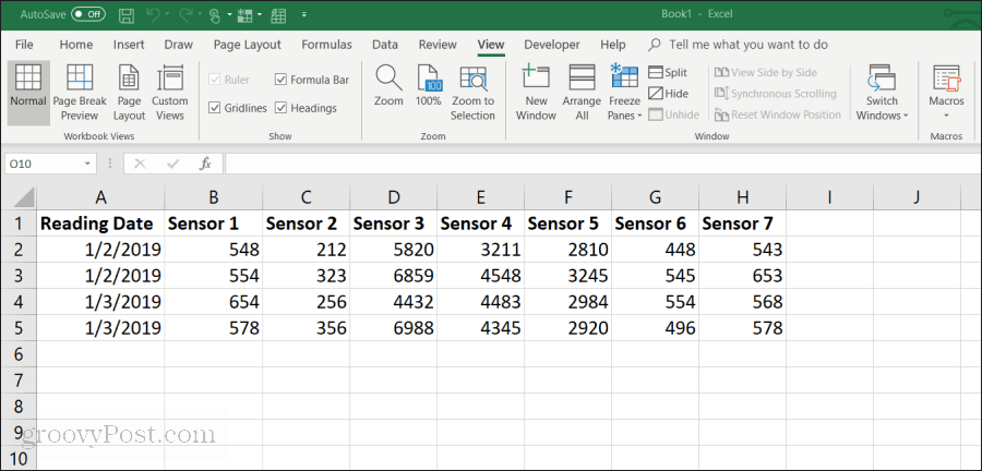 przykładowy arkusz kalkulacyjny Excel