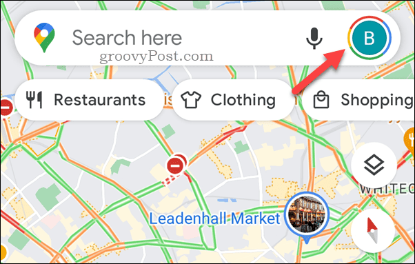 Kliknij ikonę profilu Map Google