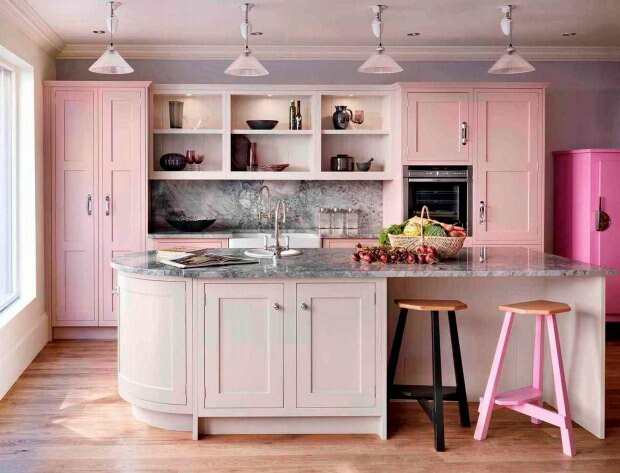 różowa dekoracja kuchni