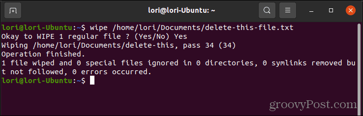 Bezpiecznie usuń plik za pomocą czyszczenia w systemie Linux