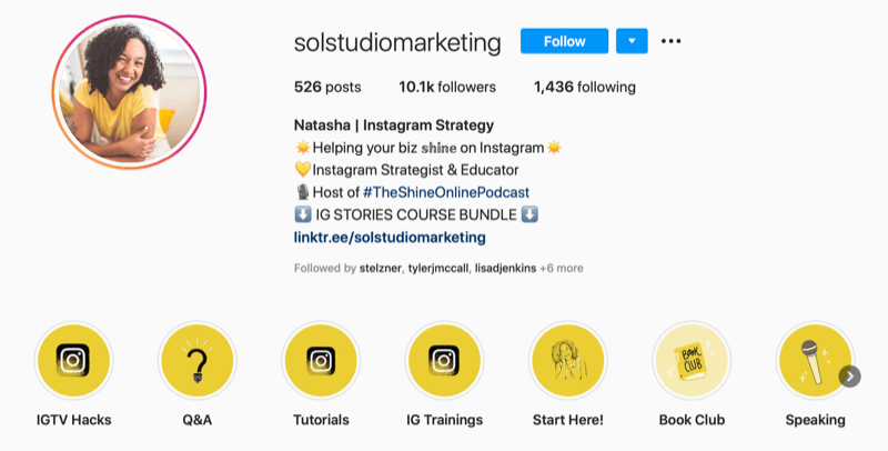 zrzut ekranu z konta Sol Studio Marketing na Instagramie bio