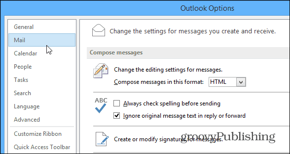 Opcje programu Outlook