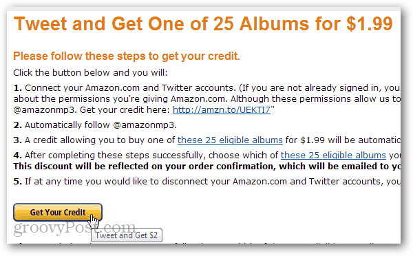 Amazon oferuje 7 USD + rabat na 25 różnych albumów MP3 za tweet