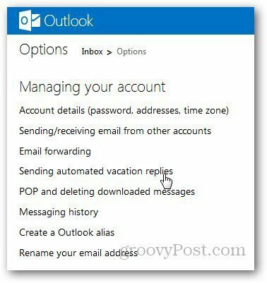 Wiadomość urlopowa programu Outlook 2