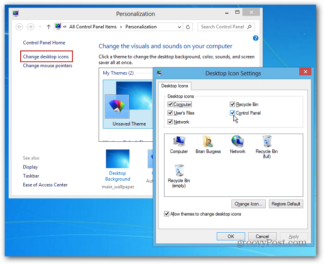 Jak przypiąć ikonę panelu sterowania do paska zadań systemu Windows 8