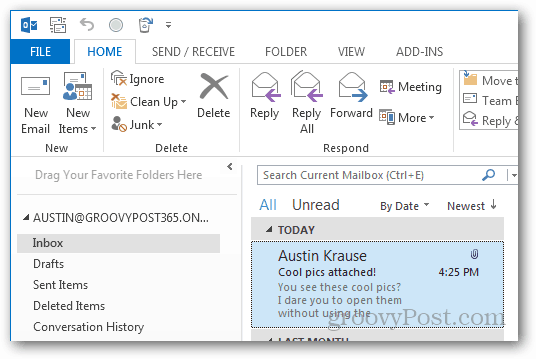 ekran główny programu Outlook