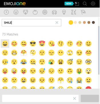Kliknij ikonę jednorożca, aby otworzyć bibliotekę emoji EmojiOne.