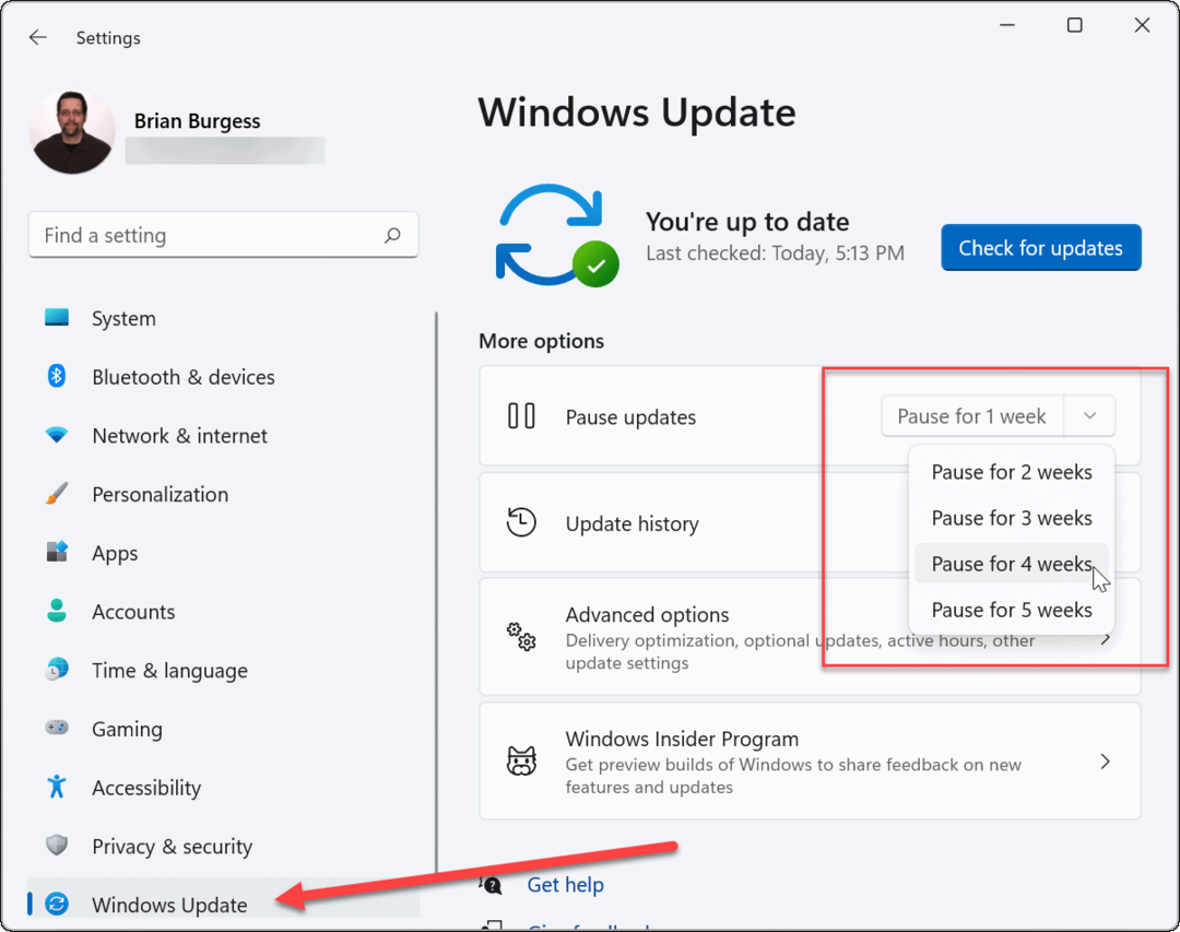 Nowe tygodnie Wstrzymaj aktualizację systemu Windows 11