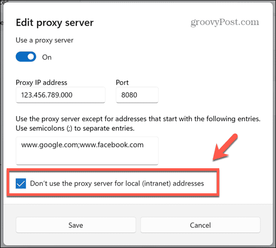 Windows nie używa proxy dla witryn lokalnych