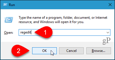 Otwórz Edytor rejestru w systemie Windows 10