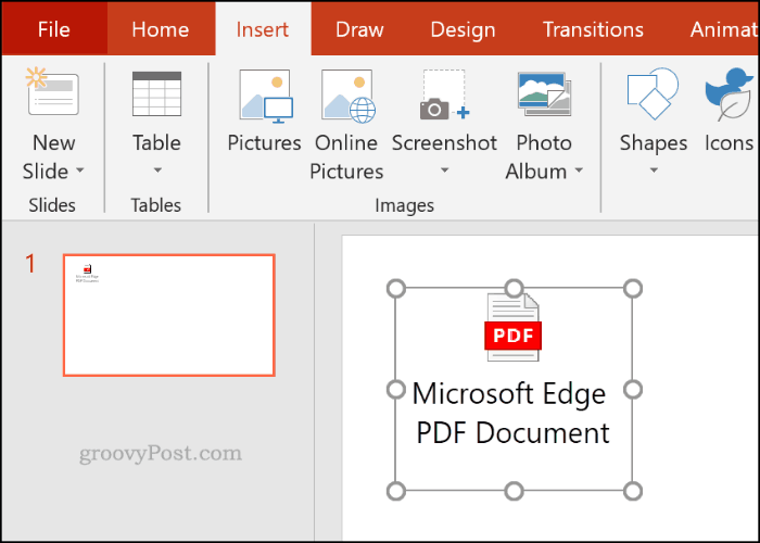 Wstawiony plik PDF jako obiekt w programie PowerPoint