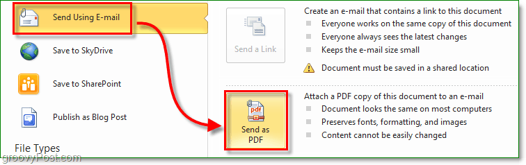 utwórz bezpieczny dokument pdf i wyślij go pocztą e-mail za pomocą pakietu Office 2010