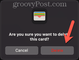 Apple Pay potwierdź usunięcie na Apple Watch