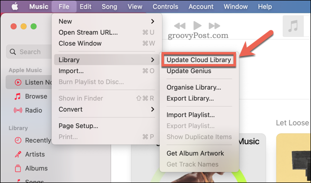 Aktualizowanie kolekcji w chmurze Apple Music w aplikacji Mac Music