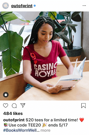 Biznesowy post na Instagramie z osobą noszącą produkt