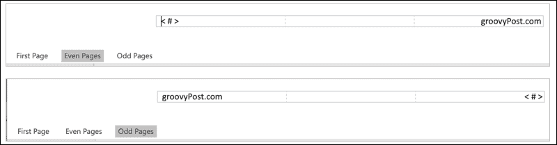 Nagłówki stron parzystych i nieparzystych w programie Word w sieci Web
