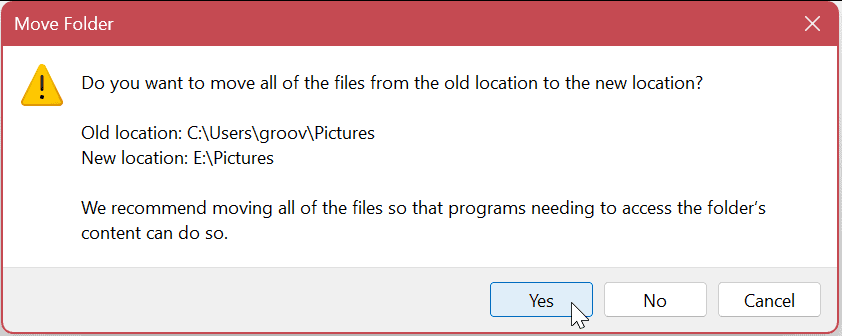 Przenieś domyślne foldery użytkownika w systemie Windows 11