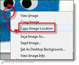 skopiuj lokalizację obrazu do Firefoxa lub Chrome