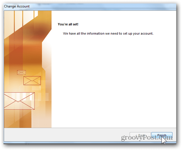 Dodaj skrzynkę pocztową Outlook 2013 - kliknij przycisk Zakończ