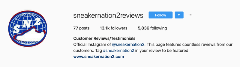 drugie konto na Instagramie dla recenzji SneakerNation2