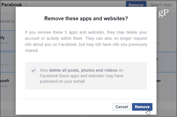 Zweryfikuj usunięcie strony internetowej aplikacji Facebook