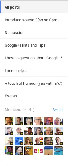 kategorie społeczności Google Plus