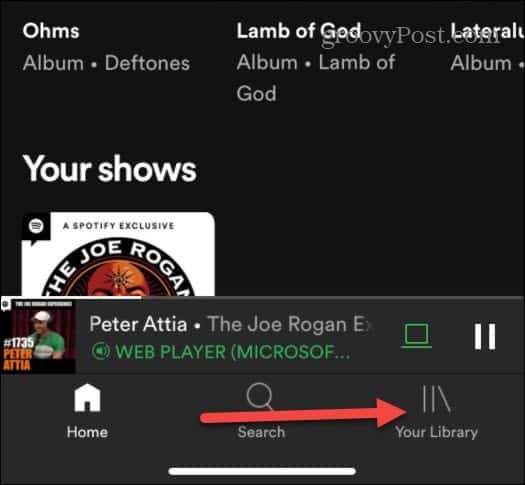 Twoja biblioteka Spotify iOS