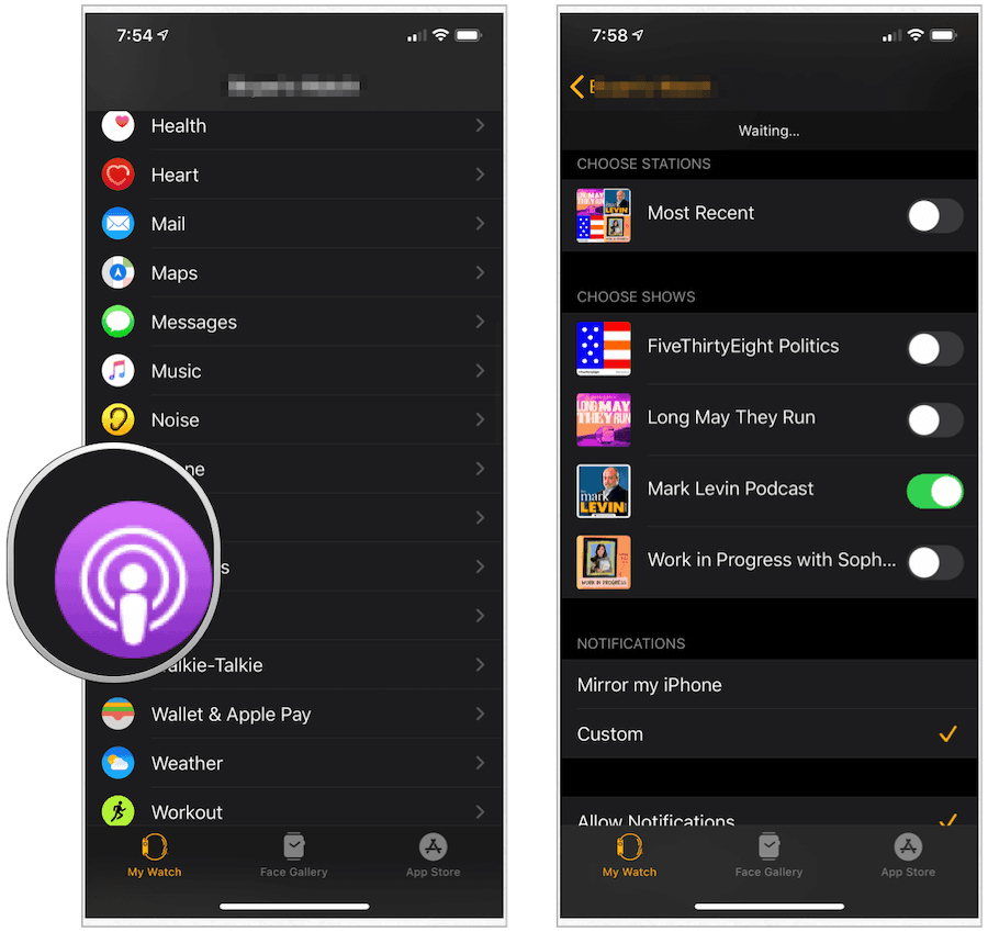 Aplikacja Apple Watch do podcastów