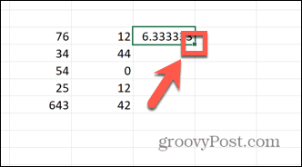 uchwyt przeciągania programu Excel