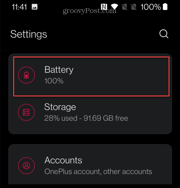 Ustawienia baterii Spotify