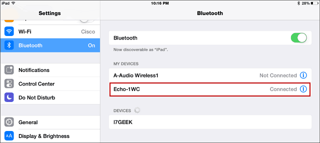 IPad Bluetooth Echo