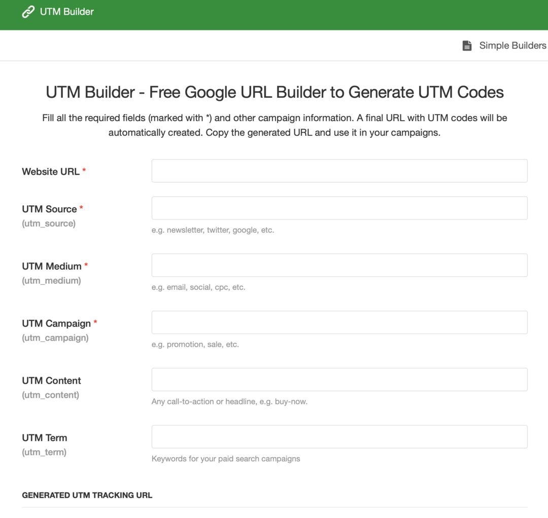 obraz formularza UTM Builder