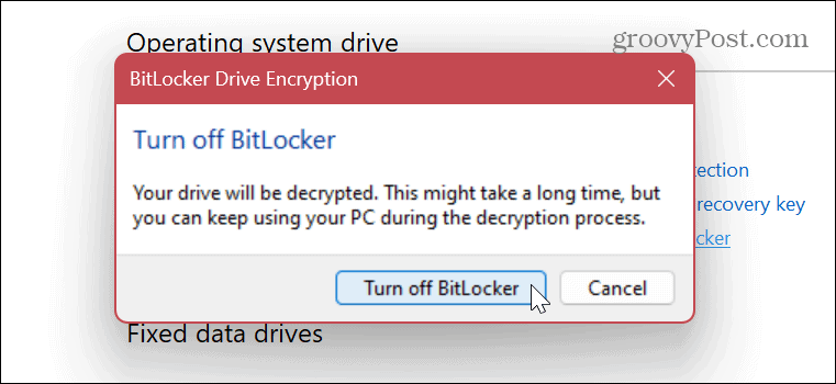 Wyłącz lub wstrzymaj funkcję BitLocker 