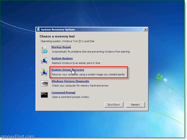 Windows 7 ma 5 różnych sposobów na odzyskanie systemu, wybierz odzyskiwanie obrazu systemu