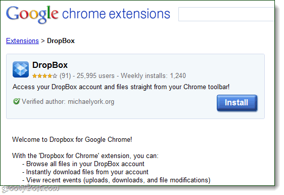 Dropbox dla Google Chrome jako rozszerzenie michaelyork.org