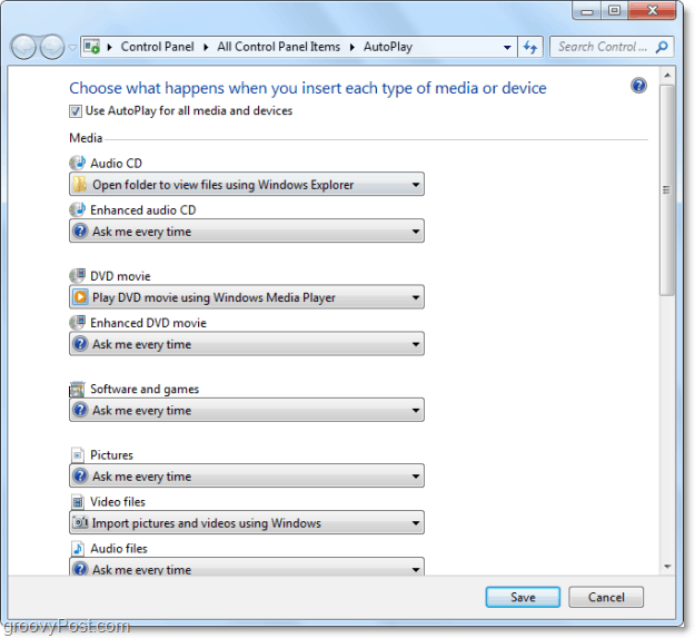Oszczędzaj czas, dostosowując akcje autoodtwarzania w systemie Windows 7
