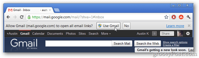 użyj Gmaila jako domyślnego modułu obsługi linków e-mail