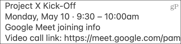 Wklej zaproszenie do Google Meet