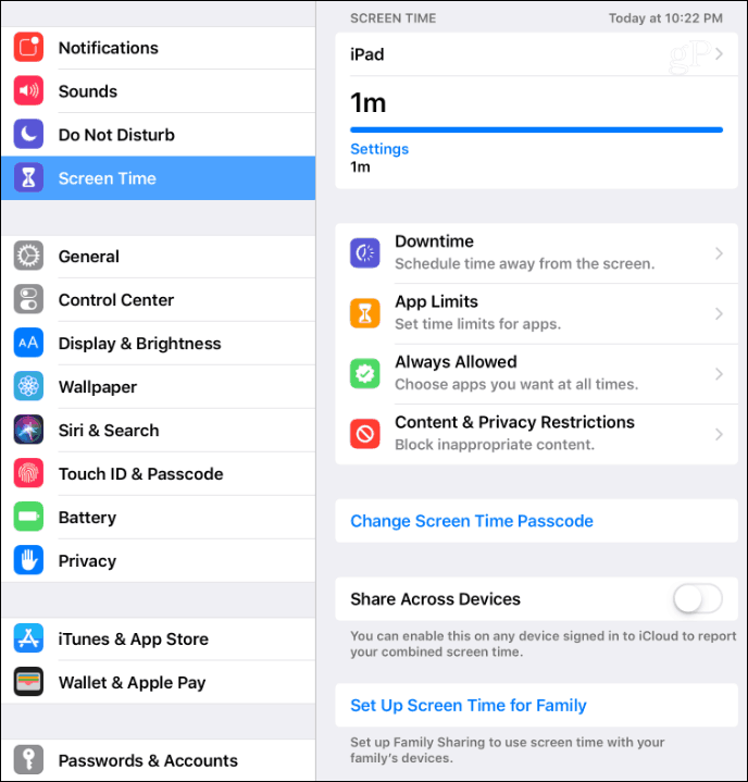 Ustawienia czasu ekranu iOS 12