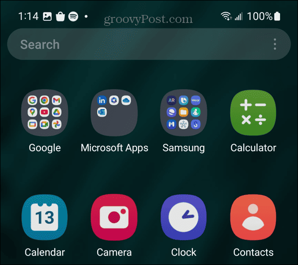 szuflada aplikacji na Androida