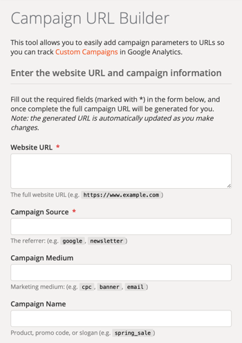 Konfiguracja narzędzia do tworzenia adresów URL kampanii Google