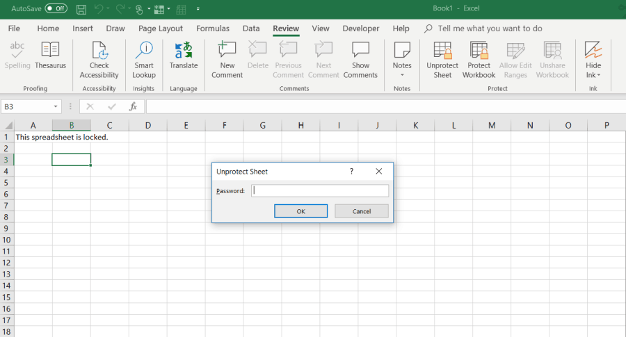 nie chroń arkusza Excela