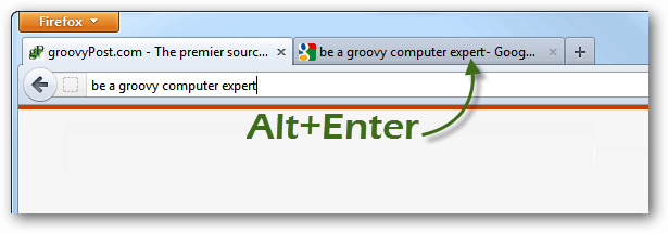 Alt + Enter, aby otworzyć nowe karty z wyszukiwań Firefox