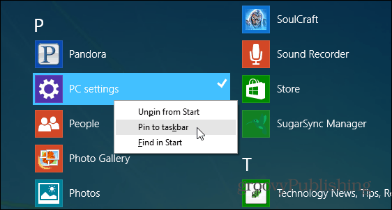 Windows 8.1 Wskazówka: Przypnij ustawienia komputera do paska zadań
