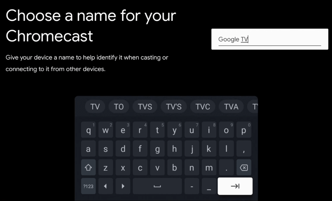 Wpisz nazwę dla Google TV